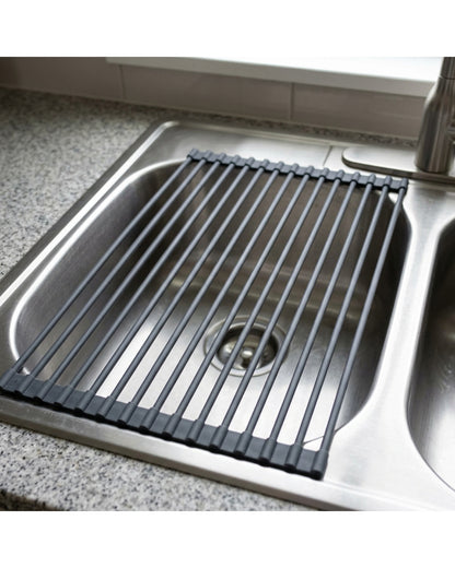 Choen Roll-Up Sink Drying Rack 43 x 33 cm Charcoal 18 Rods - Lifestyle view