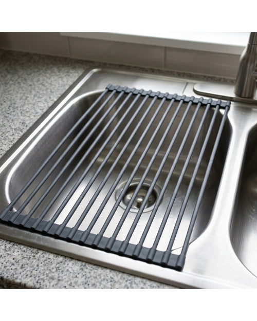 Choen Roll-Up Sink Drying Rack 43 x 33 cm Charcoal 18 Rods - Lifestyle view