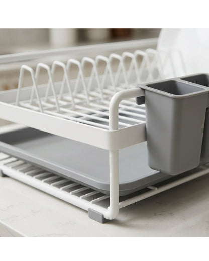 Choen Two-Tier Dish Draining Rack 42 x 30 x 35 cm Matte White - Detail view